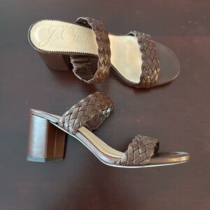 J. Crew Women's Lucie Double Braided Brown Block-heel Sandals size 7.5